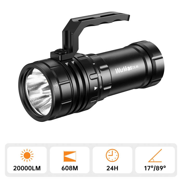 Wurkkos DL46 20000 Lumen 608m Throw Rechargeable Diving Flashlight with 1x 46950 Battery