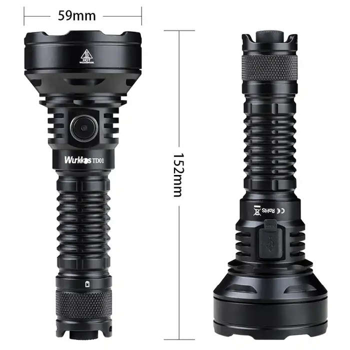 Wurkkos TD01 2200 Lumen 1039m Throw Rechargeable Tactical Flashlight with 21700 Battery