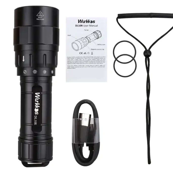 Wurkkos DL10R 4500 Lumen 287m Throw Rechargeable Diving Flashlight with 21700 Battery