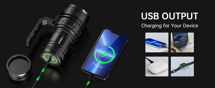 Wurkkos DL06 15000 Lumen 555m Throw Rechargeable Diving Flashlight with 3x 21700 Batteries