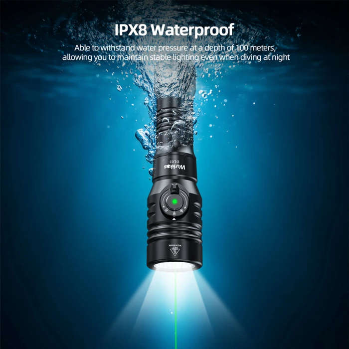 Wurkkos DL03 2800 Lumen 480m Throw Rechargeable Diving Flashlight with 21700 Battery