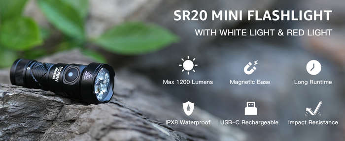Sofirn SR20 Mini 1200 Lumen 142m Throw Rechargeable EDC Flashlight