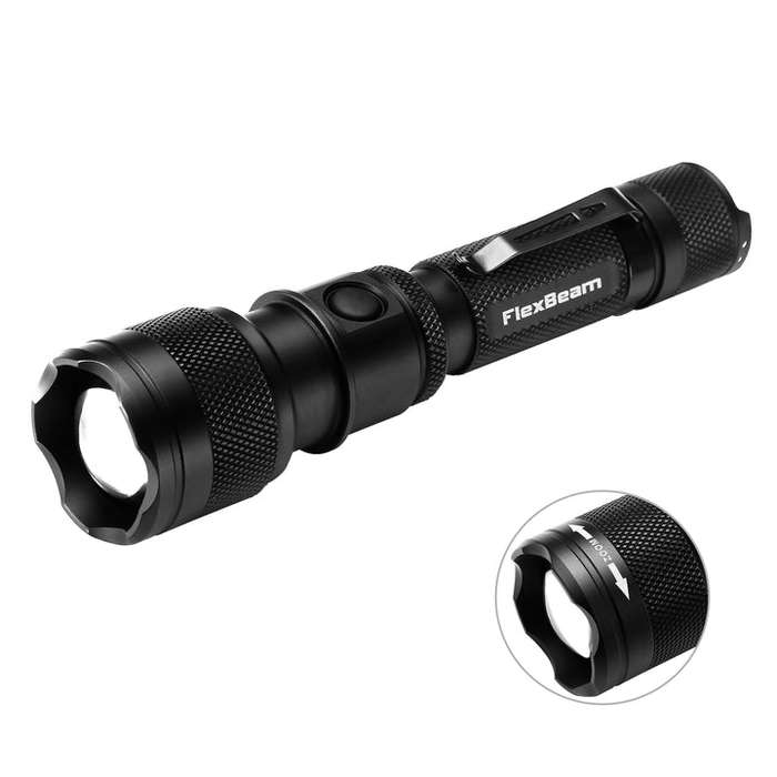 Powertac FlexBeam 1200 Lumen 700m Throw Adjustable Beam Rechargeable Flashlight