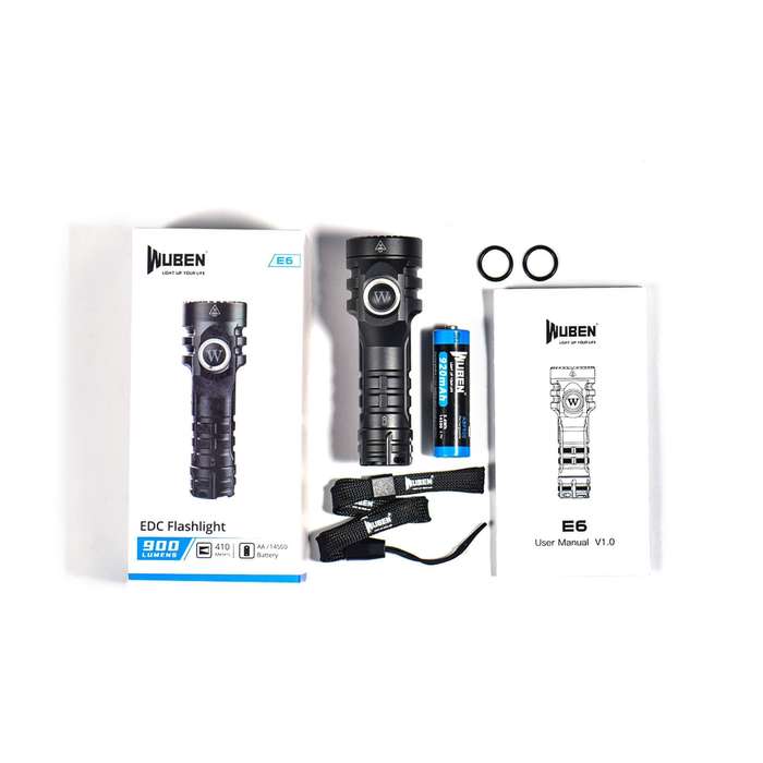 Wuben E6 900 Lumen 450m Throw Rechargeable LED EDC Thrower Flashlight