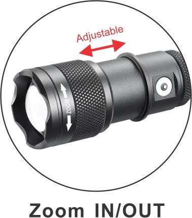 Powertac FlexBeam 1200 Lumen 700m Throw Adjustable Beam Rechargeable Flashlight