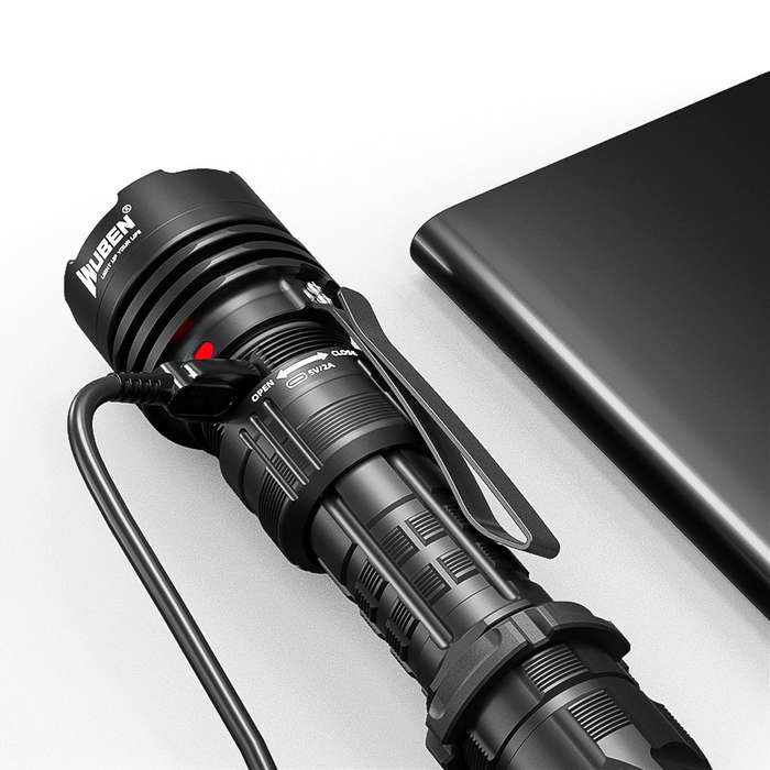 Wuben T1 2000 Lumen 498m Throw Rechargeable LED Tactical Flashlight with 18650 Battery