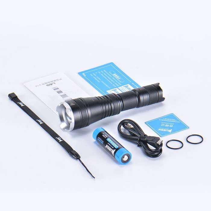 Wuben L60 1200 Lumen 320m Throw Zoomable Rechargeable LED Flashlight with 18650 Battery