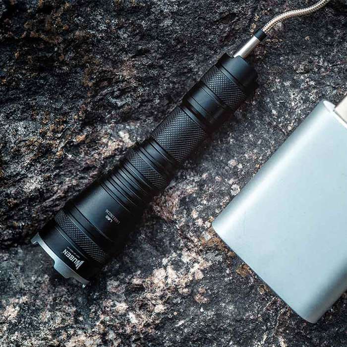 Wuben L60 1200 Lumen 320m Throw Zoomable Rechargeable LED Flashlight with 18650 Battery