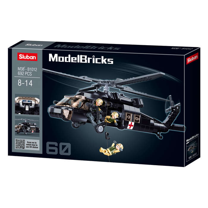 Sluban - Model Bricks - UH 60 Black Hawk - 692pcs- Packaging Damaged