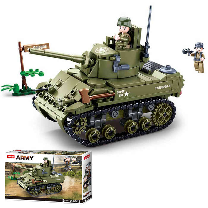 Sluban - WWII - M5 Light Tank - 344pcs- Packaging Damaged