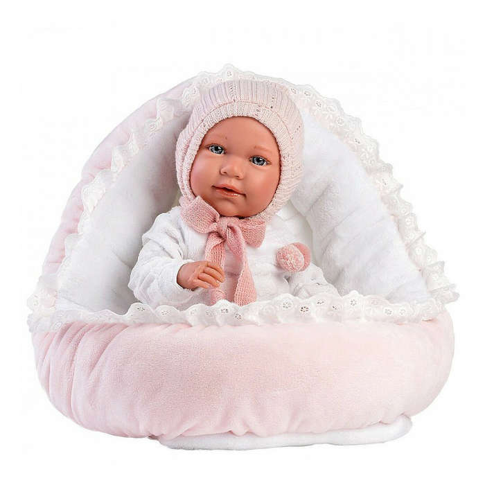 Llorens - Baby Girl Doll with Clothing, Accessories & Pink Crib - 42cm (Mechanism Optional)