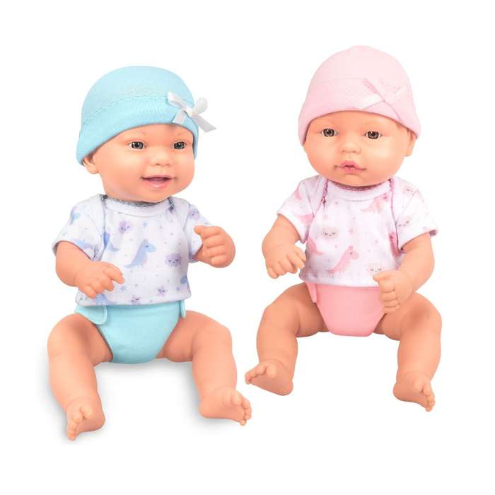 Takmay Dolls - Baby Dolls Twin Set with 2 Milk Bottles - Hard Body - 33cm