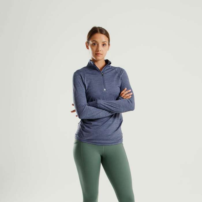 First Ascent Ladies Kinetic 1/4 Zip Top Blue Head Lizzard