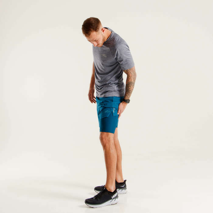 First Ascent Men's Corefit 2in1 7inch Running Shorts Blue Ink