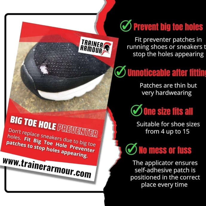 Trainer Armour Big Toe Hole Preventer White - 1 Pair