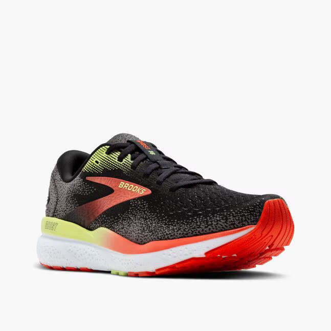 Brooks Ghost 16 Men's (Wide/2E) (Black/Mandarin Red/Green)