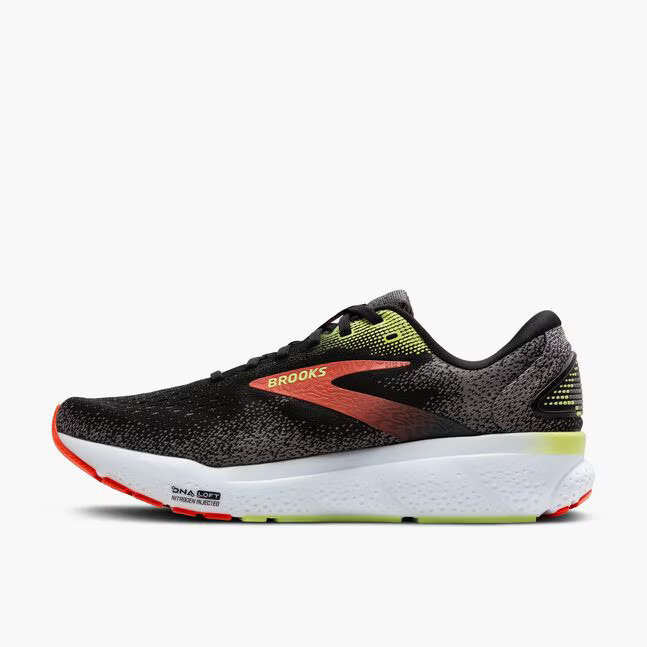 Brooks Ghost 16 Men's (Wide/2E) (Black/Mandarin Red/Green)