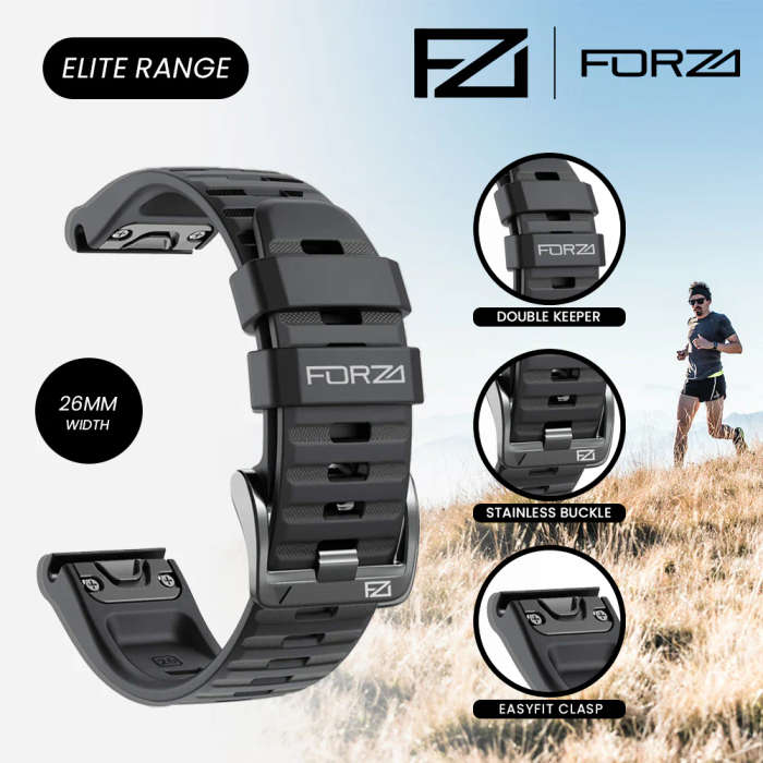 FORZA - ELITE | 26mm EasyFit Watch Strap for Garmin (Black)