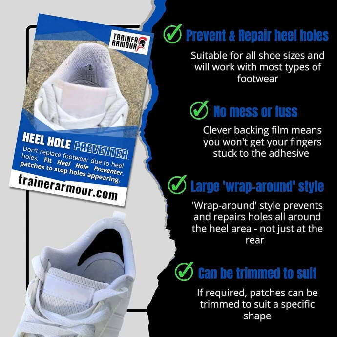 Trainer Armour Heel Hole Preventer White- 1 Pair