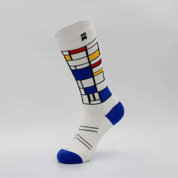 Gilnokie De Stijl in White  Crew Height Socks