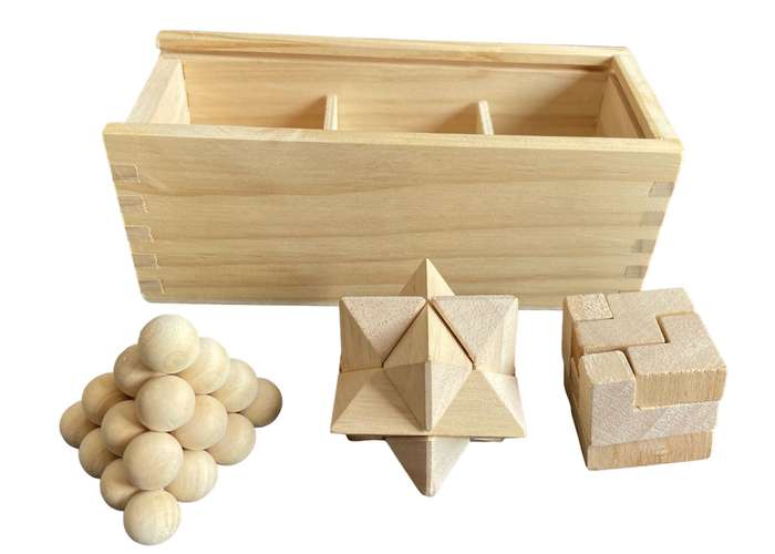 Piccolo 3 x Puzzle Set with Wooden Box