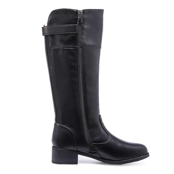 TTP Knee High Boot with Buckle Decor and Elasticated Back Shaft XB8229