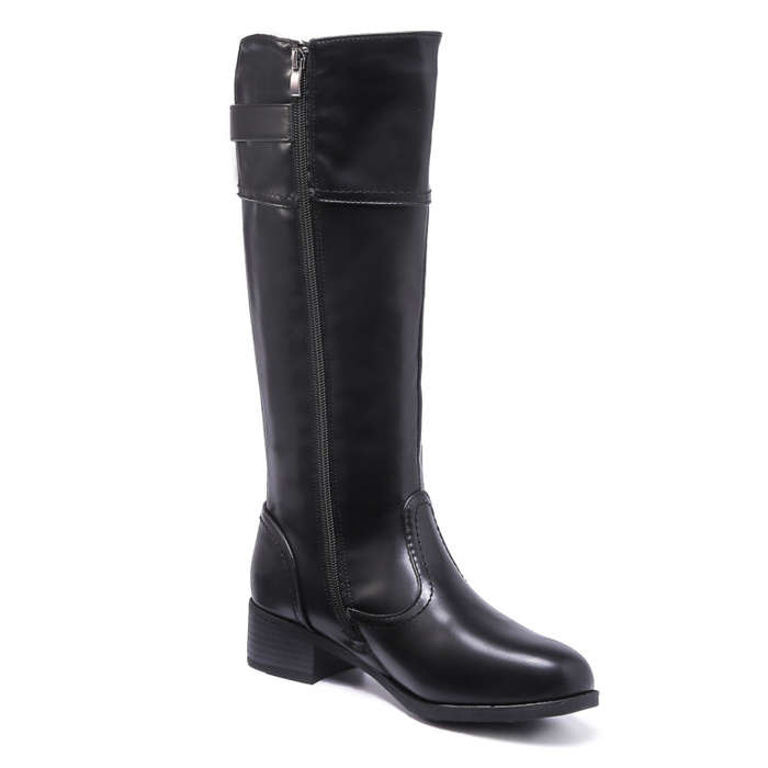 TTP Knee High Boot with Buckle Decor and Elasticated Back Shaft XB8229