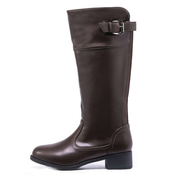 TTP Knee High Boot with Buckle Decor and Elasticated Back Shaft XB8229