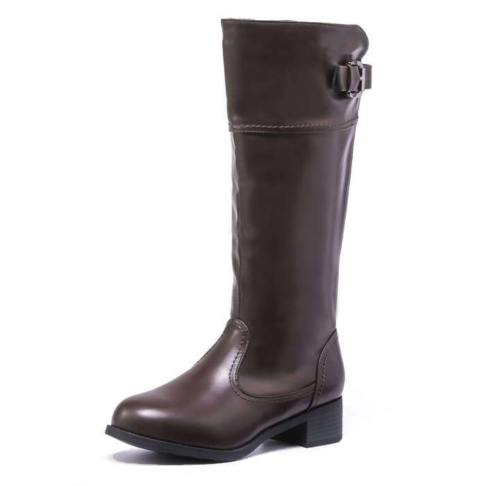 TTP Knee High Boot with Buckle Decor and Elasticated Back Shaft XB8229