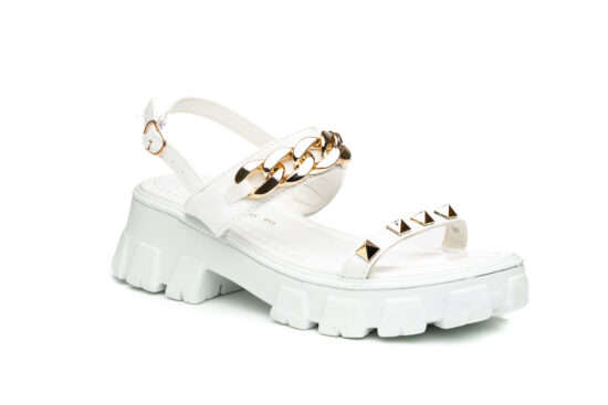 TTP Ladies Patent Platform Sandals with Decored Ankle Strap DZW211009