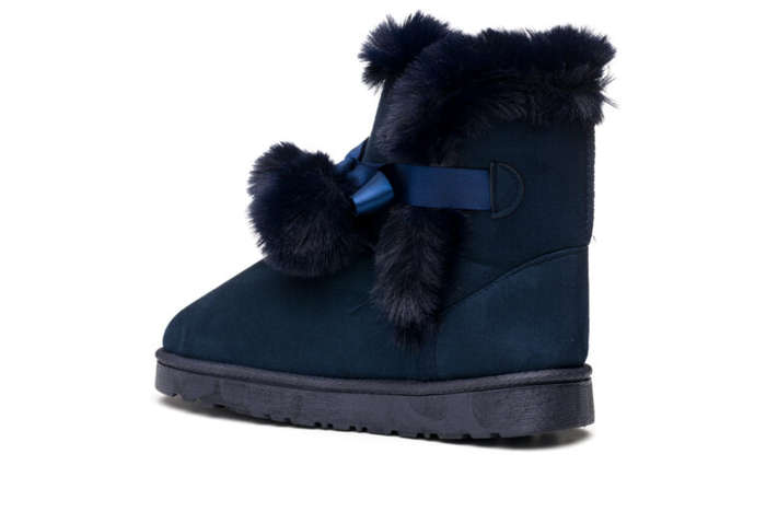 TTP Women's Suede Ankle Polar Boots with Ribbon Decor