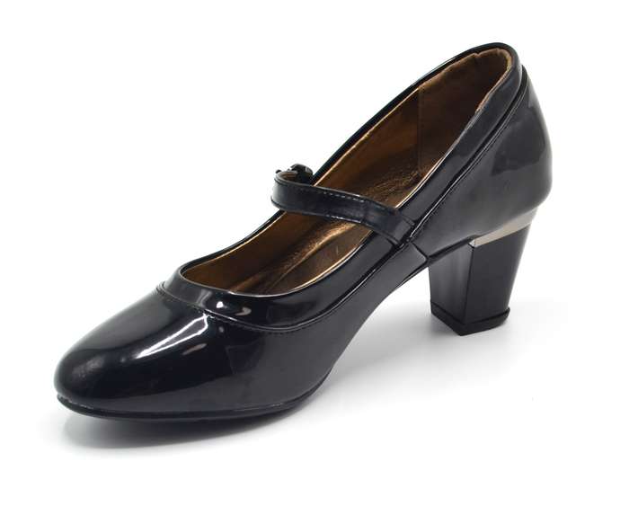 TTP High Gloss Ladies Court Heel with buckle Strap