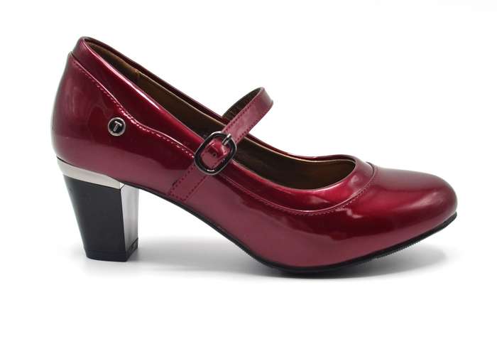 TTP High Gloss Ladies Court Heel with buckle Strap