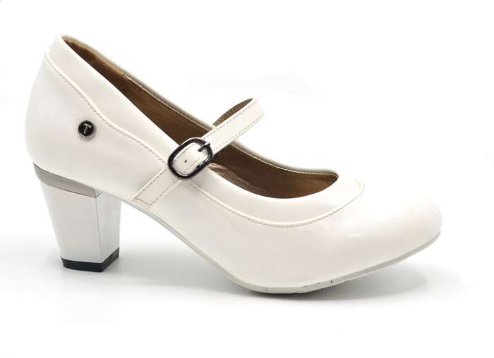 TTP High Gloss Ladies Court Heel with buckle Strap