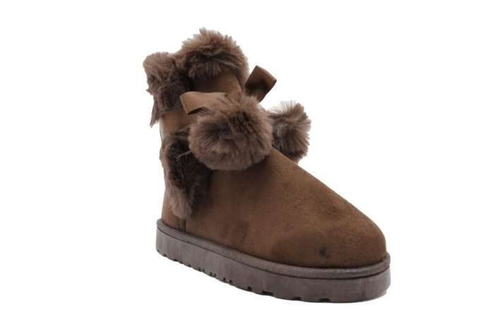 TTP Women's Suede Ankle Polar Boots with Ribbon Decor
