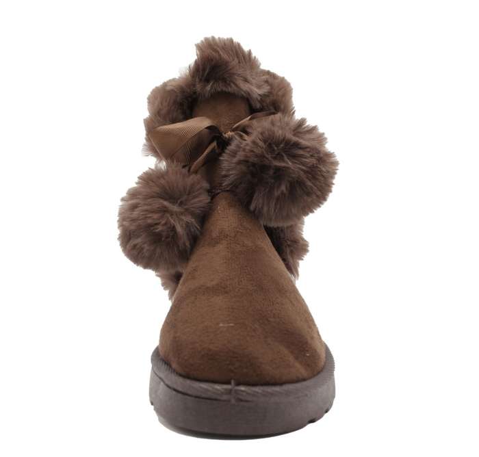 TTP Women's Suede Ankle Polar Boots with Ribbon Decor