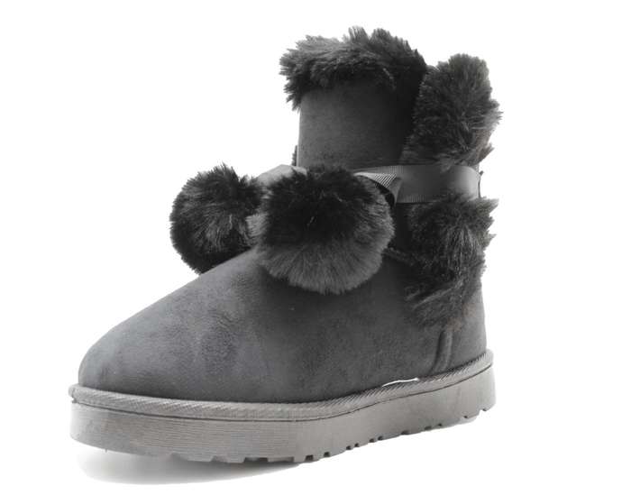 TTP Women's Suede Ankle Polar Boots with Ribbon Decor