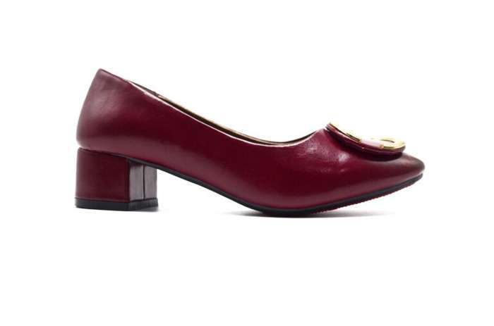 TTP Ladies Block Heel Court Shoe with Subtle Decor