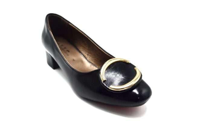 TTP Ladies Block Heel Court Shoe with Subtle Decor