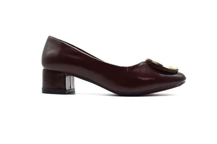 TTP Ladies Block Heel Court Shoe with Subtle Decor