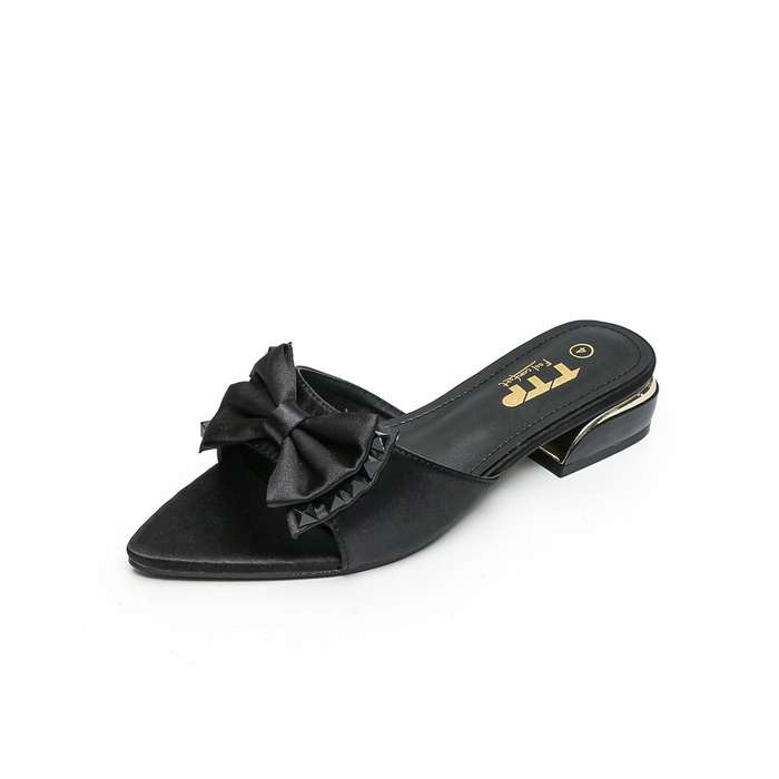 TTP Women Textile Slide Sandals with Bow Decor JSF62