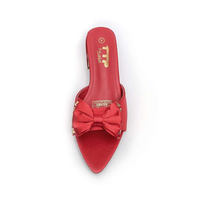 TTP Women Textile Slide Sandals with Bow Decor JSF62