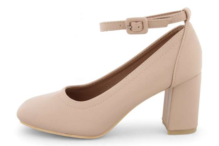 Women PU Square Toe Block Heels with Ankle Strap SR3273