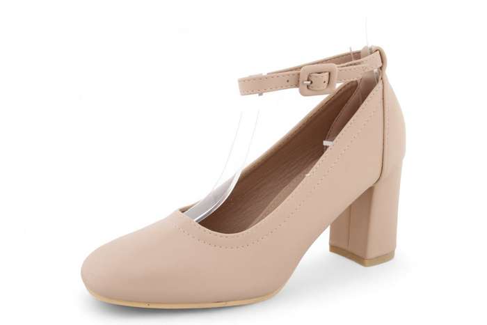 Women PU Square Toe Block Heels with Ankle Strap SR3273