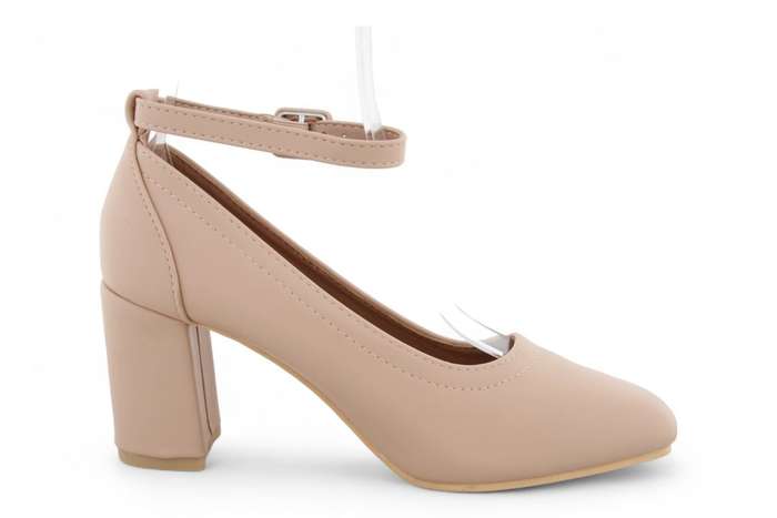 Women PU Square Toe Block Heels with Ankle Strap SR3273