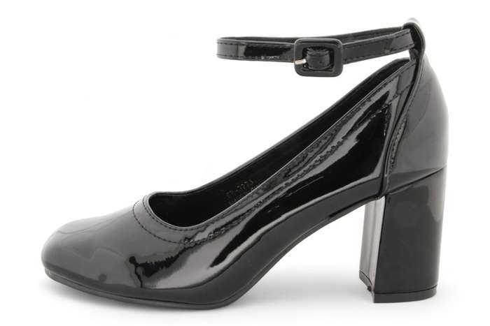 Women PU Square Toe Block Heels with Ankle Strap SR3273