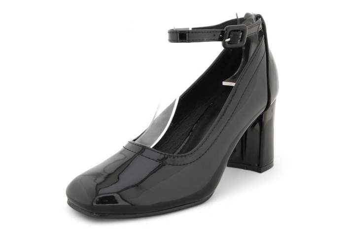 Women PU Square Toe Block Heels with Ankle Strap SR3273