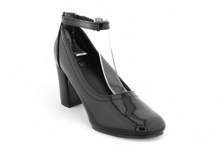 Women PU Square Toe Block Heels with Ankle Strap SR3273
