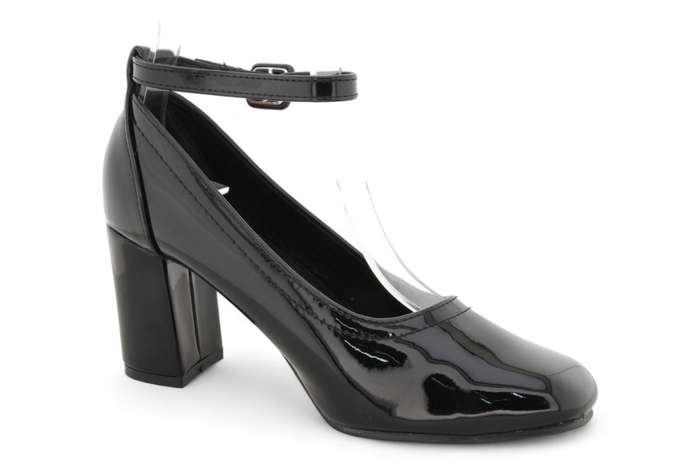 Women PU Square Toe Block Heels with Ankle Strap SR3273