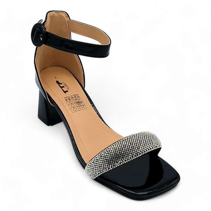 TTP Women Patent Ankle Strap Block Heel Sandals - HT008